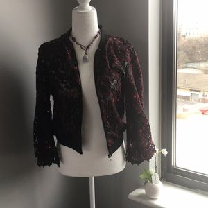 KOBI jacket soft lace w lining black n multi plum